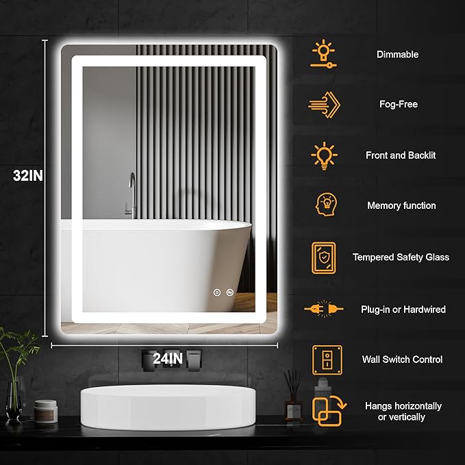 AMOISE LED Bathroom Vanity Mirror
