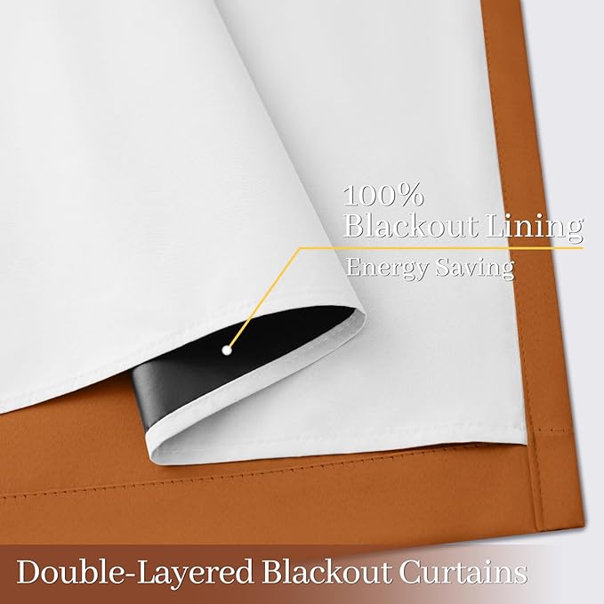 Yakamok 100% Blackout Curtain Panels 63 inches Cold and Light Blocking Drapes