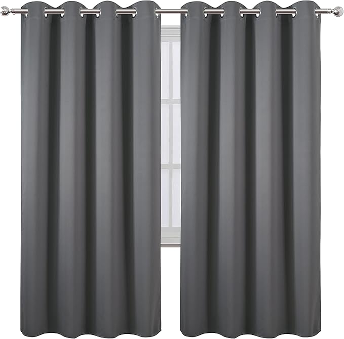 LEMOMO Grey Blackout Curtains/52 x 72 Inch/Set of 2 Panels Thermal Insulated