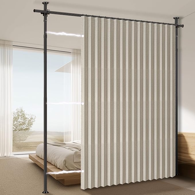 100% Blackout Room Divider Curtains Sets Cream White W100 x L84 in, 1 Panel