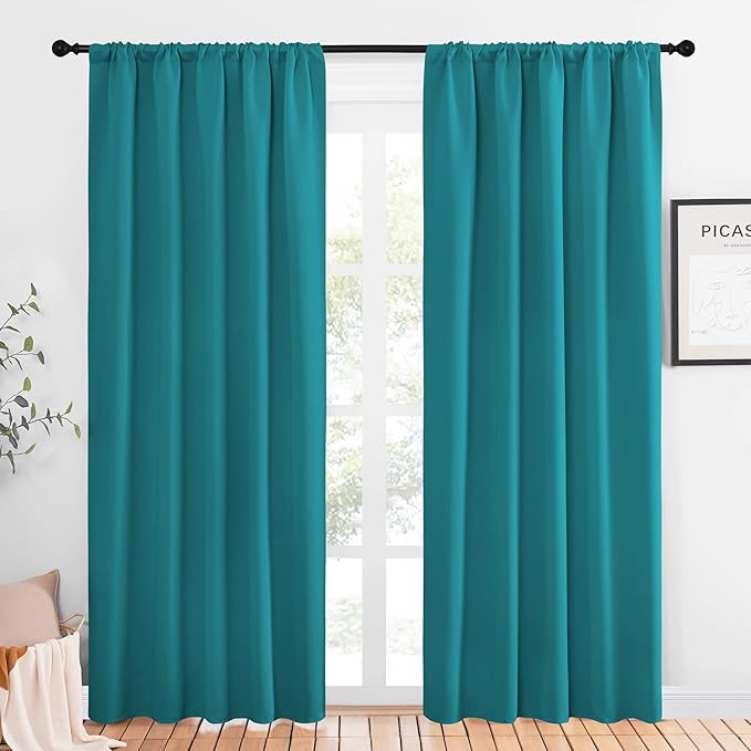 NICETOWN Peacock Blue Blackout Curtains Panels