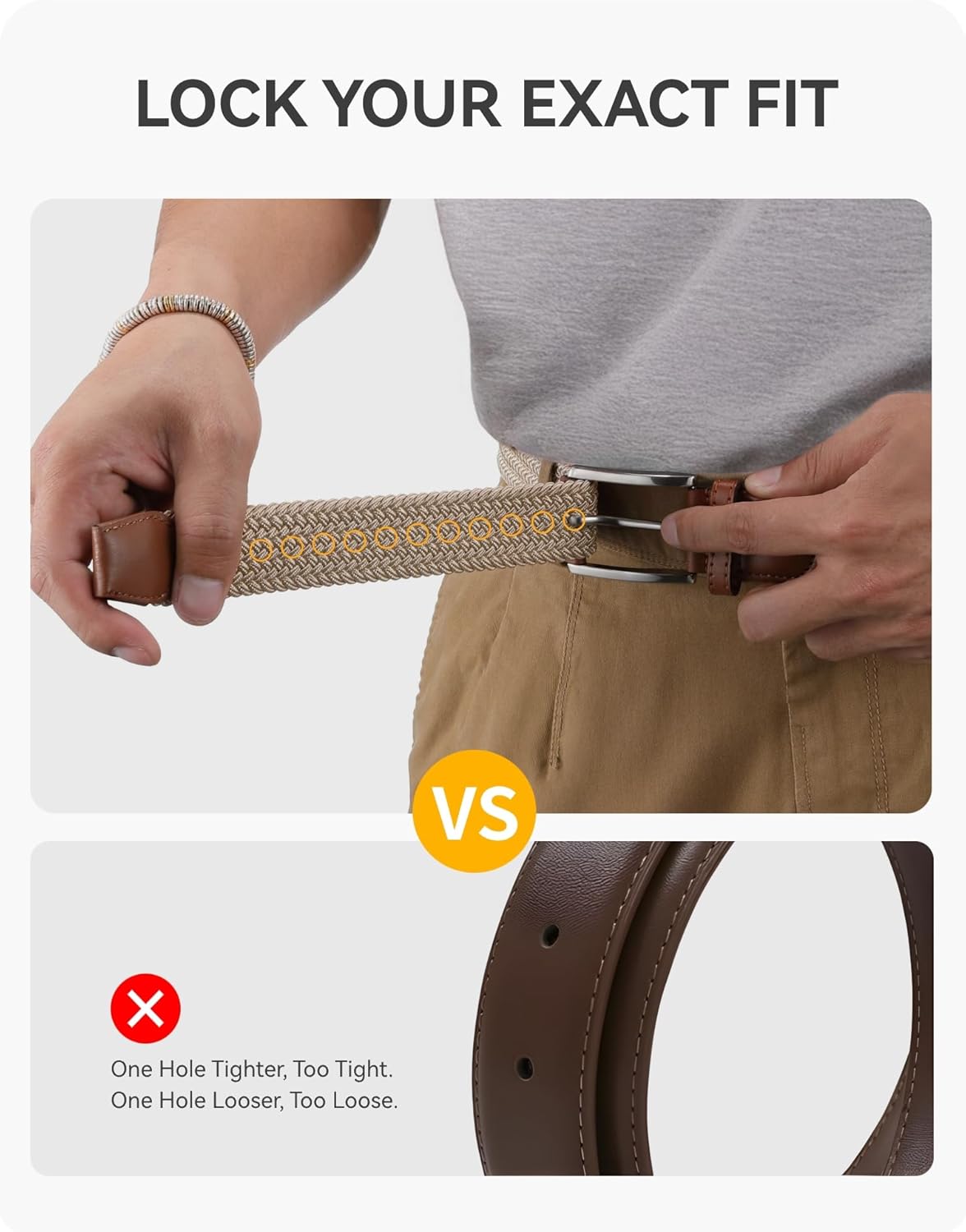 CHAOREN Men's Stretch Golf Belt - 1 3/8" Elastic Braided Design for Casual Summer Wear