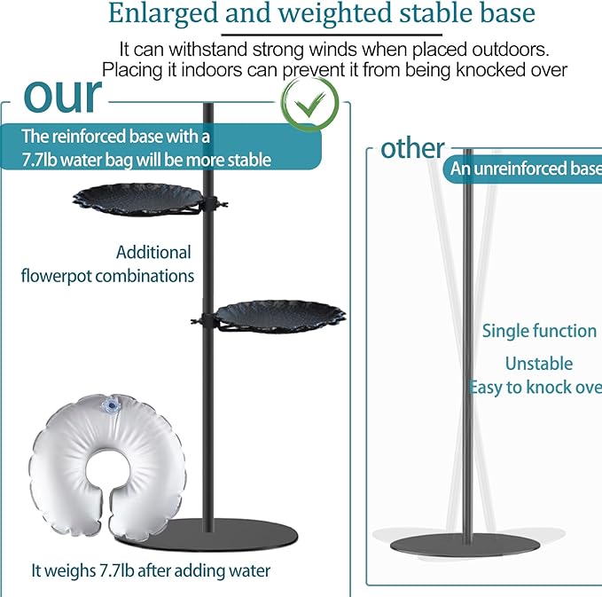 Upgraded 74" Shepherd's Hook for Bird Feeder，Floor Hanging Plant，Wind Chime Stand, Waterproof Metal & Adjustable-Height Standing Pole Holder for Lantern and Wreath, Indoor & Outdoor（2 Placement Racks)