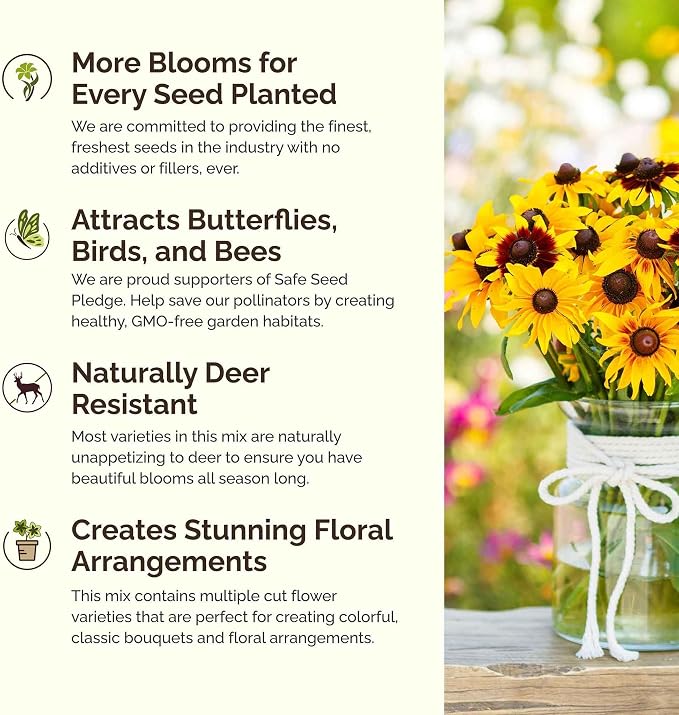 Eden Brothers Idaho Wildflower Mixed Seeds for Planting, 1/4 lb, 120,000+ Seeds with Foxglove, Cosmos | Attracts Pollinators, Plant in Spring or Fall, Zones
