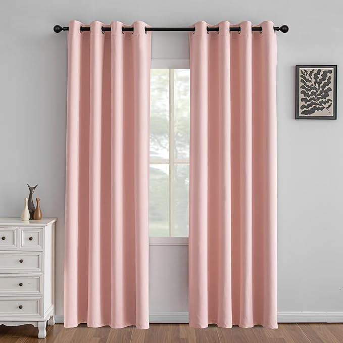 IGEMAEVE Gossamer Pink Curtains 84 Inch Length 2 Panels Set, Light Filtering