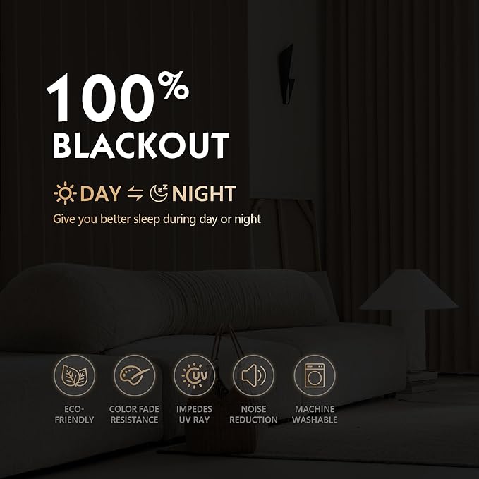 FMFUNCTEX 100% Blackout Curtains