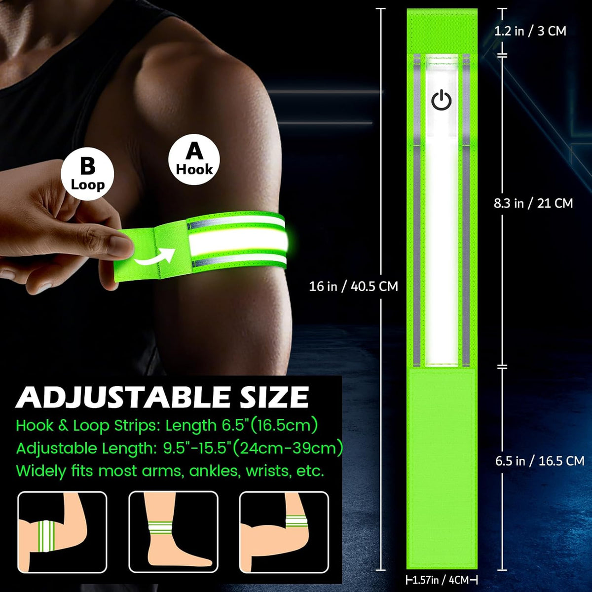 Skiennix LED Armband - High Visibility Reflective Gear | 3 Light Modes, Rechargeable, 2 Pack, 5 Colors
