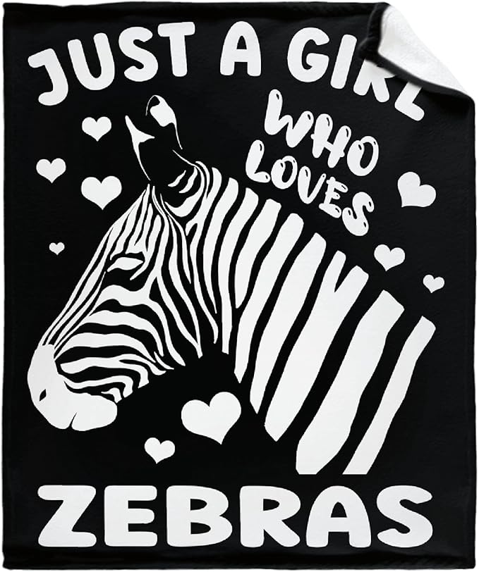 Just A Girl Who Loves Zebras Blanket Lightweight Cozy Flannel Fleece Throw Blanket Best Gift Home Decor for Bed Couch Outdoor Camping 60"x50" M for Teens