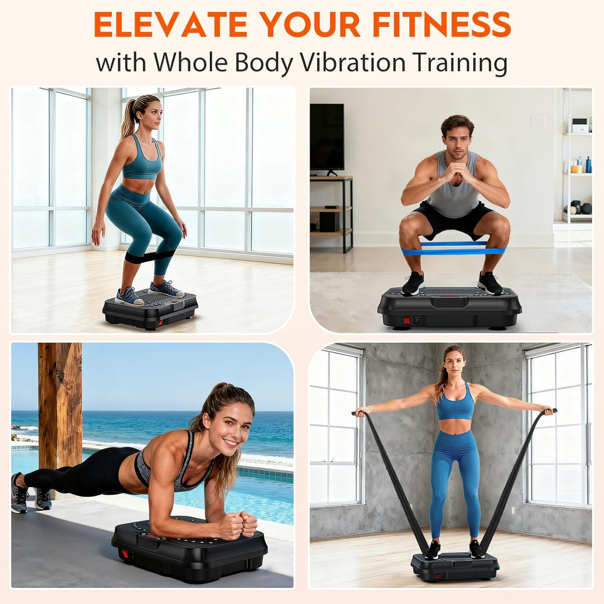 Skiennix Vibration Plate Exercise Machine - 400 Lbs Capacity, 250 Speed Levels for Whole Body Fat Burning
