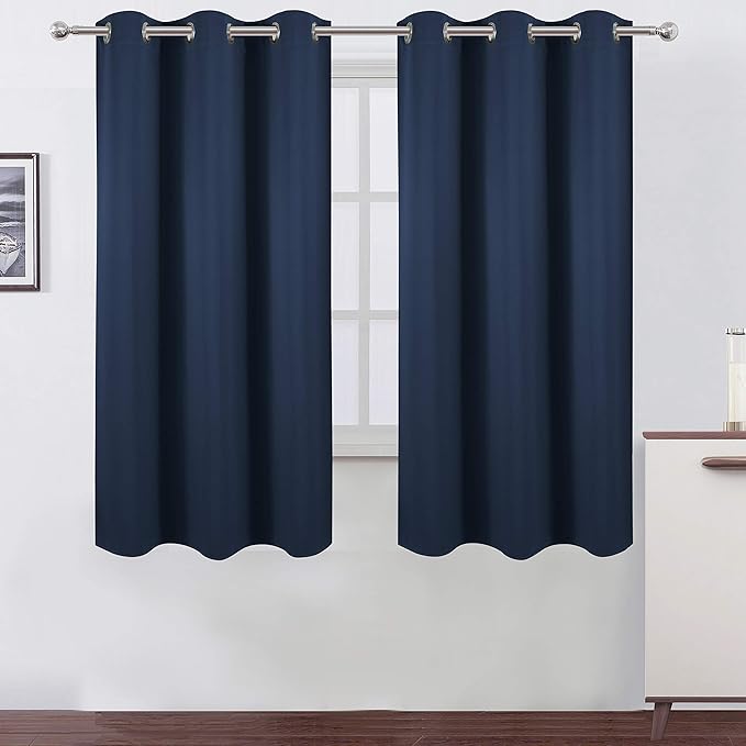 LEMOMO Navy Blue Blackout Curtains 34 x 63 Inch Length/Set of 2 Curtain