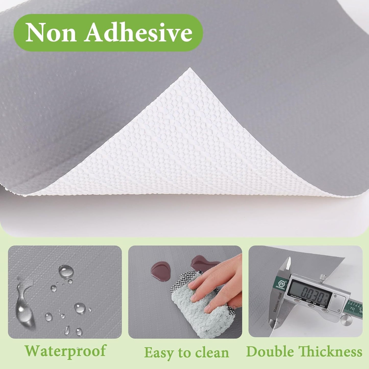 Shelf Liners for Kitchen Cabinets 17in x 20FT Non Adhesive Drawer Liner Grey Thickened Shelf Liner Paper Strong Non-Slip Easy to Clean for Tool Box Refrigerator with Knife and Tape Measure