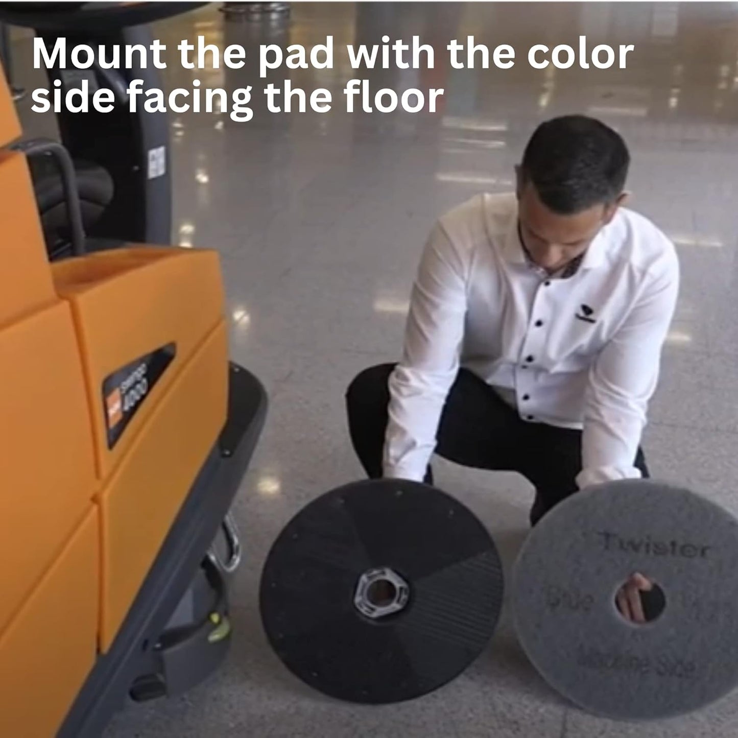 Diversey DD1229107 TASKI Twister Intellipad Diamond Coated Floor Machine Cleaning Pad, Made in USA, Burnish to High Super Gloss Finish, Grey/Brown, 14-inch (Pack of 2)