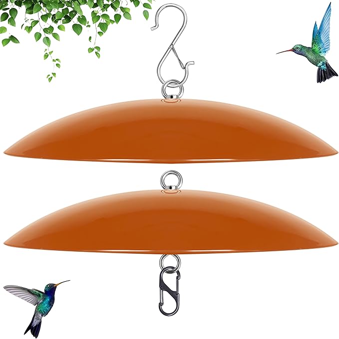 13" Hummingbird Feeder Shade Cover,Bird Feeder Dome Rain Guard,Smart Bird Feeders Umbrella,Weather Guard for Shepherd's Hook Outdoors (Terracotta), 2 Pack