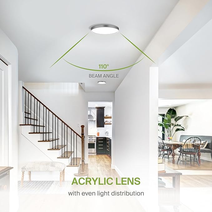 ASD LED 9" Round Flush Mount Ceiling Light Fixture, Low Profile Surface Lighting | 5CCT, Dimmable, Ultra-Thin, ETL Listed | 18W 1660LM 2700-6000K 120V | Kitchen, Bedroom, Hallway Lamp | Nickel
