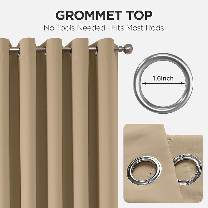 Joydeco Blackout Patio Sliding Door Curtains 84 Inches Long, Grommet Privacy