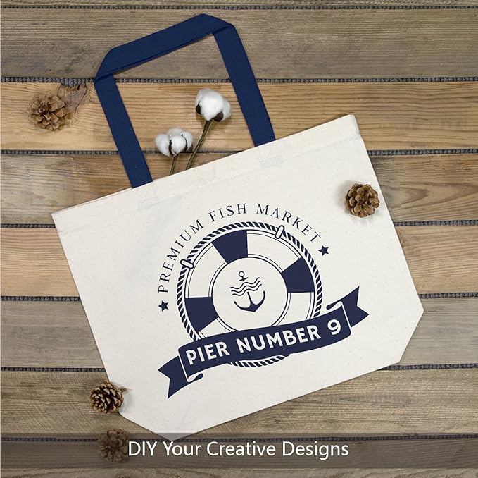 TOPDesign 2-Pack Canvas Tote Bags with Magnetic Snap, Reusable Grocery Shopping Bags, DIY Your Creative Designs