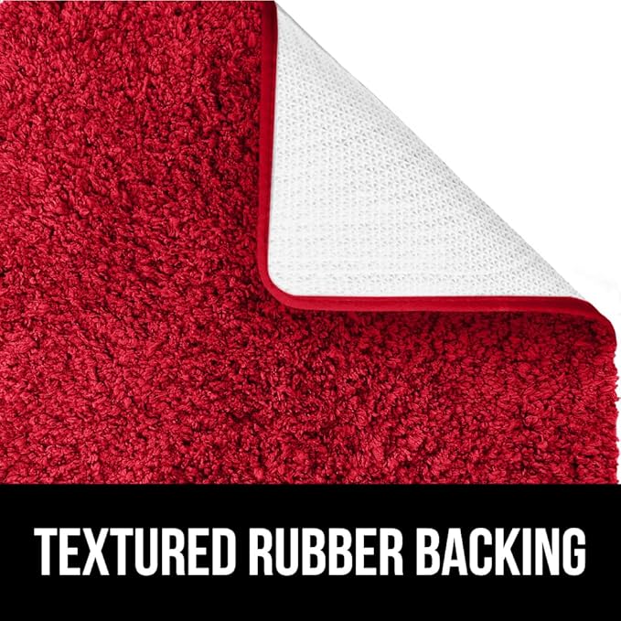 GORILLA GRIP Bathroom Rugs, 36x24, Ultra Soft Absorbent Mat, Thick Plush Bath Rug, Machine Washable, Microfiber Quick Dry, Mats for Shower, Bathtub and Floor, Home Decor Accessories, Red
