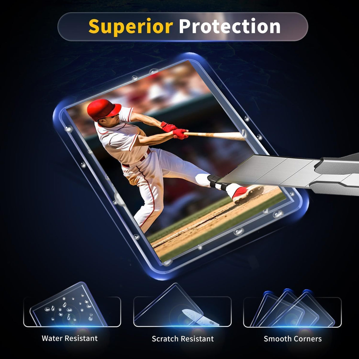 Skiennix 200 Card Sleeves - Premium Hard Plastic Trading Card Holders | 3" x 4" Protectors for Sports Cards