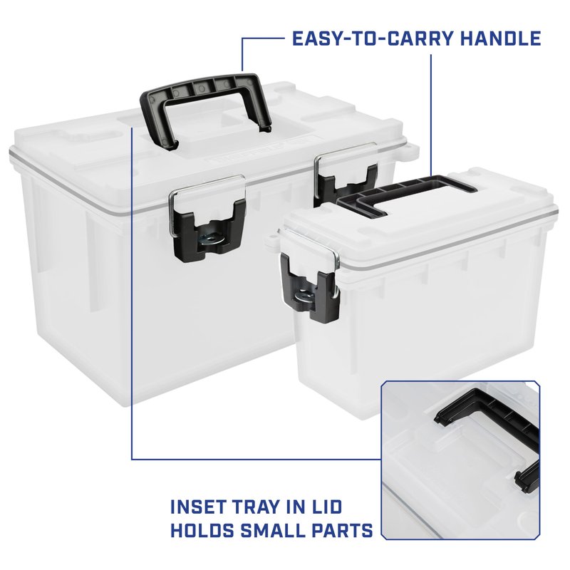 Sheffield 12722 Storage Bins With Lids, 2-Pack Stackable Storage Bins, Made in USA, Lockable and Water-Resistant Containers with Lids, Plastic Containers for Home, Classroom, and Dorm