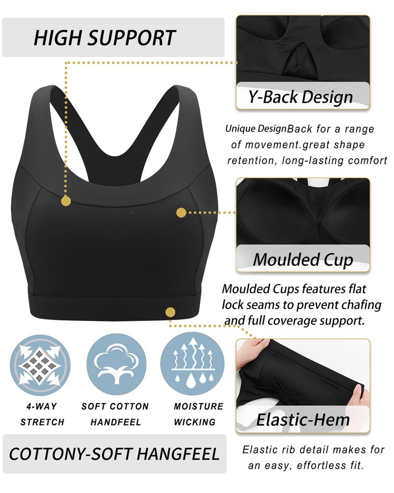 RUNNING GIRL Sports Bras for Women High Support,Racerback Supportive Molded Cup Sports Bra with Sewn in Pads