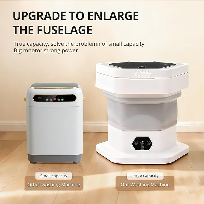 Portable Washing Machine, 16L Upgraded Mini Washer with Spin Basket Laundry Machine for Baby Clothes, Underwear, Socks; Ideal for Travel, Dorms, Camping (gray)