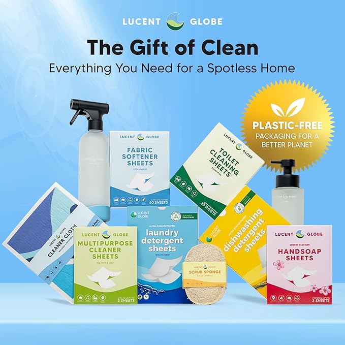 Lucent Globe Toilet Cleaning Sheets | Strips - Tough on Dirt & Stains - Safe for Toilets & Septic Systems - Convenient and Travel Friendly Toilet Bowl Cleaner - Fresh Eucalyptus