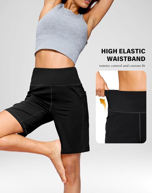 G Gradual Women's Bermuda Shorts - High Waisted Athletic Knee-Length with Pockets | 7''/9'' Sizes
