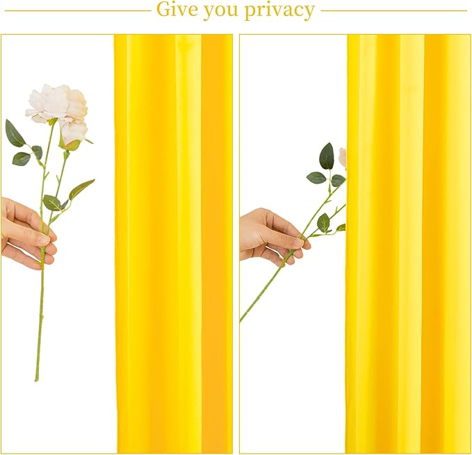 6 Panels Yellow Backdrop Curtain for Parties Wrinkle Free Lemon Yellow Photo Curtains Backdrop Drapes Fabric Decoration for Birthday Party Wedding Baby Shower 30ft(W) x 10ft(H)