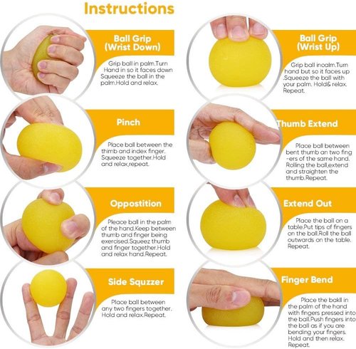 3 Resistance Levels Hand Exercise Balls, Stress Balls for Adults, Squeeze Balls for Physical Therapy, Hand Grip Strength Trainer Hand Squeezers for Strength, Wrist Forearm Finger Exerciser