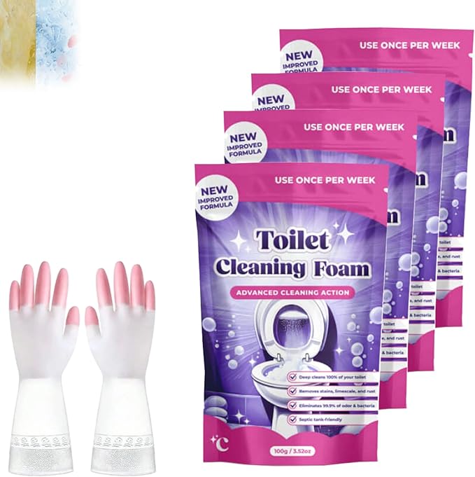 Upgrade Toilet Bowl Cleaner, for Sparkling Clean, Touch Free Foaming Cleaning Powder (4pcs)