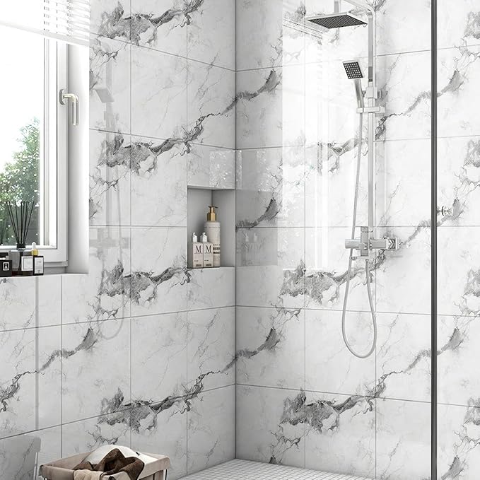 Chejiaye 10pcs Marble Peel and Stick Backsplash Waterproof Washroom Wall Panels