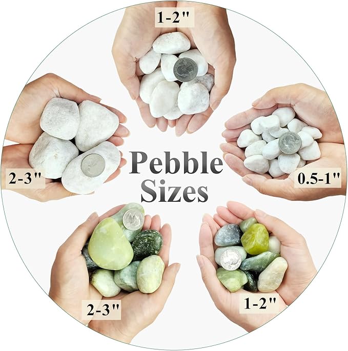 FANTIAN 40 lbs White River Rocks for Garden, 2-3 Inch Large Aquarium Gravel. Decorative Stones for Plants, Vases, Cactus, Landscaping and Home Decor
