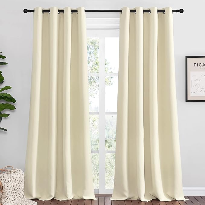 NICETOWN Beige Room Darkening Curtains 102" Long