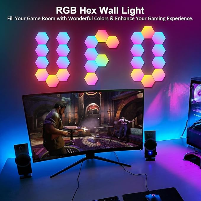 OJQ 12 Pack Hexagon Lights Wall RGB Panel