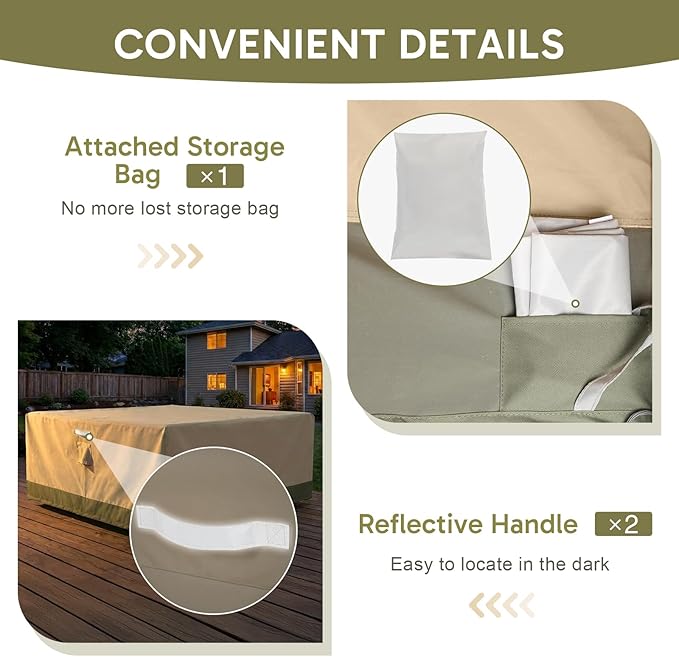 COWVIE Square Outdoor Furniture Cover for Sectional Sofa Set, 600D Waterproof Patio Set Cover for Lawn General Purpose Table and Chairs, 86''L x 86''W x 32''H