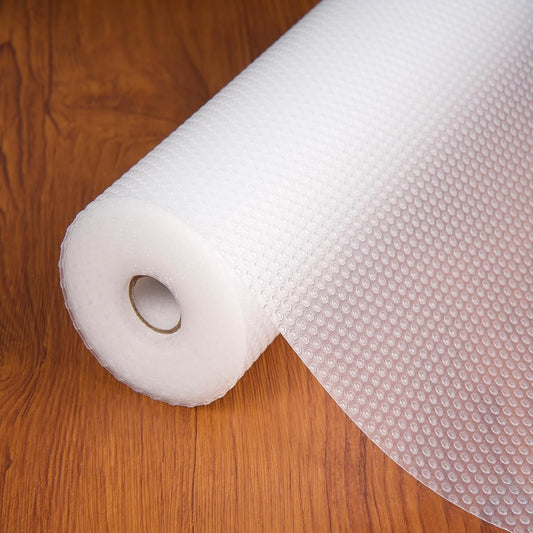 Shelf Liners for Kitchen Cabinets Non-Adhesive & Washable,Non Slip Cabinet Liners for Shelves Waterproof & Oil Proof,Clear Plastic Drawer Liner,Easy to Cut & Food-Grade EVA 17.5'' x 20' x 2 Rolls CT-1