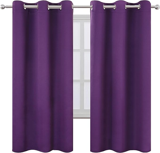 LEMOMO Purple Thermal Blackout Curtains/42 x 72 Inch/Set of 2 Panels Room