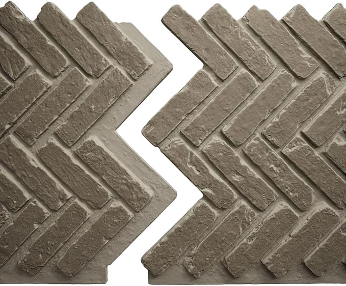 EverStone Herringbone Faux Brick Panel, 46 1/2"W x 25 1/4"H x 1"D, Antique