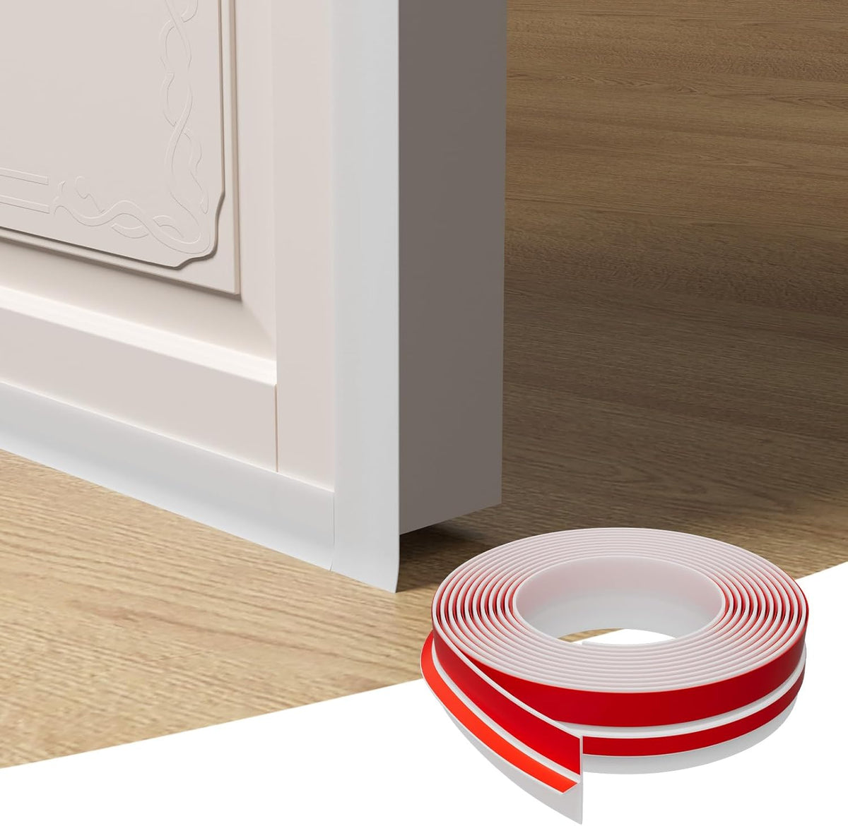 T-Shaped Door Draft Stopper, 1.97 in x 40 Ft Silicone Seal Strip for Windows Gaps, Weather Stripping Seal Strip Shower Sweep, White