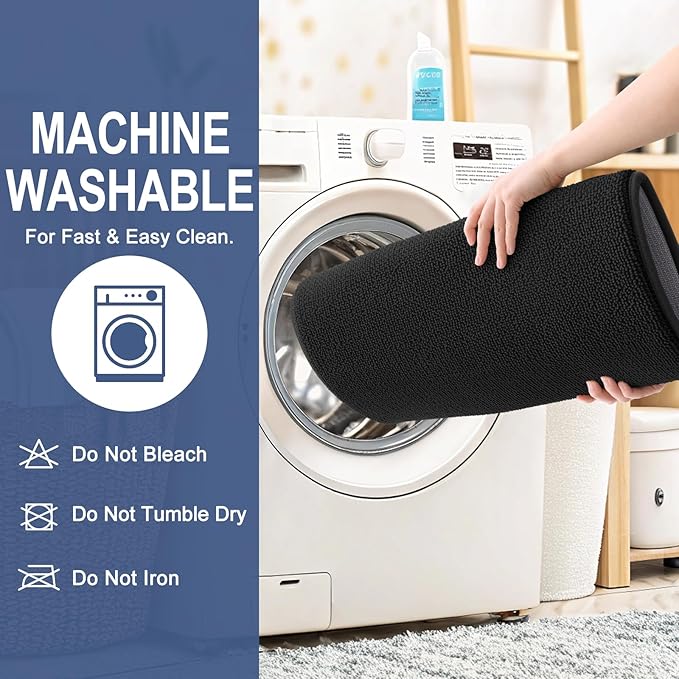 OLANLY Thick Memory Foam Bath Mats Rugs 59x35, Extra Soft Absorbent Bathroom Rug, Quick Dry Bath Mat, Non-Slip, Machine Washable Carpet for Bathroom, Tub and Shower, Home Decor Accessories, Black