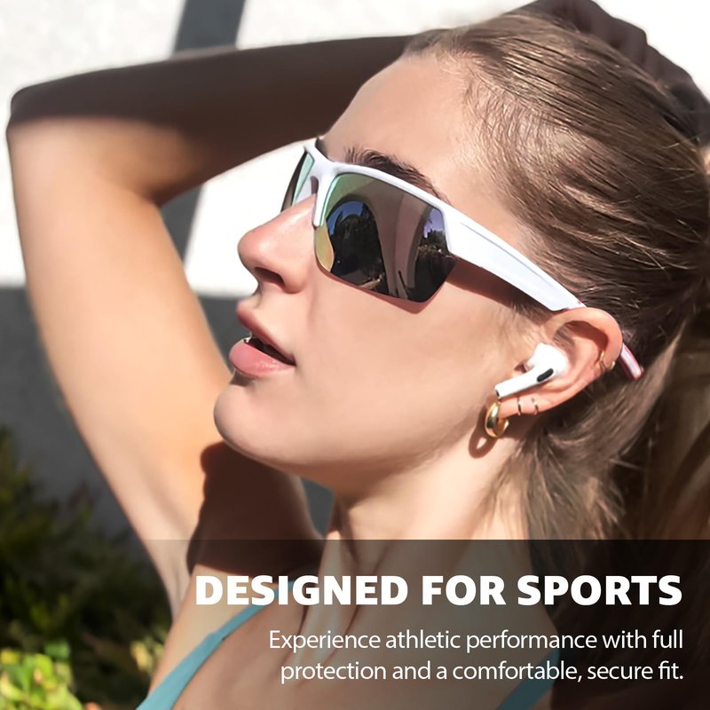 TJUTR Running Sunglasses for Women, Polarized Wrap Around Sun Glasses with UV400 Protection for Sports Cycling Golf TS3080