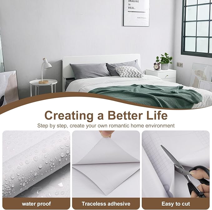 Grasscloth Peel and Stick Wallpaper White Gold Wallpaper 15.7"x 196" Thick