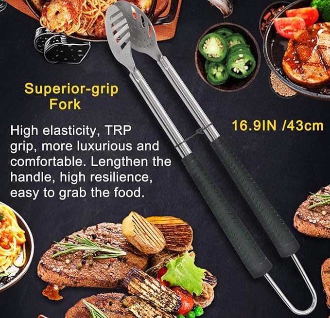 POLIGO 7PCS Golf-Club Style BBQ Tools Set Grilling Tools with Rubber Handle - Stainless Steel Grill Accessories for Outdoor Grill Set Premium Grill Utensils Set Christmas Birthday Gifts for Men Dad