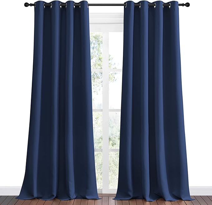 NICETOWN Navy Blackout Curtains 102" Long