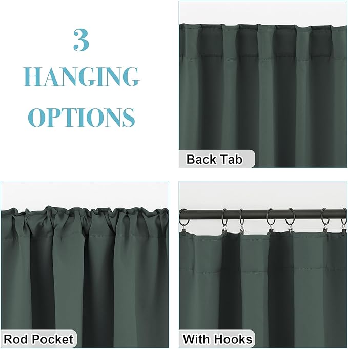 RYB HOME Blackout Curtains for Living Room, Privacy Thermal Insulating Window