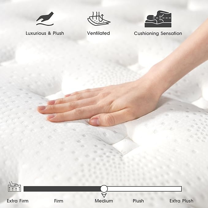 Queen Mattress 10 Inch | Hybrid Mattresses Queen Size in a Box | Medium Firm Memory Foam and Individual Pocket Springs | Fiberglass Free Bed Mattres | Breathable | CertiPUR-US