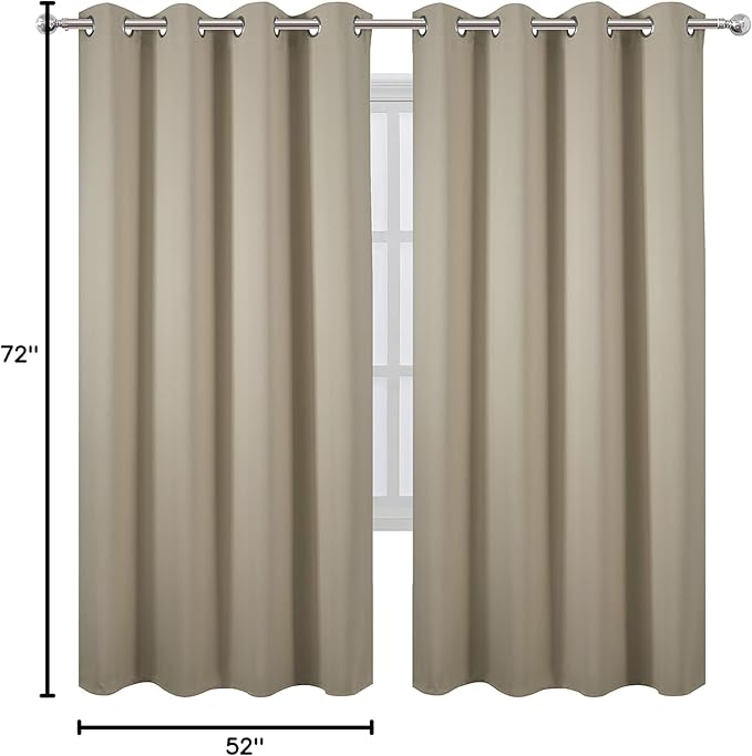 LEMOMO Beige Thermal Blackout Curtains/52 x 72 Inch/Set of 2 Panels Room