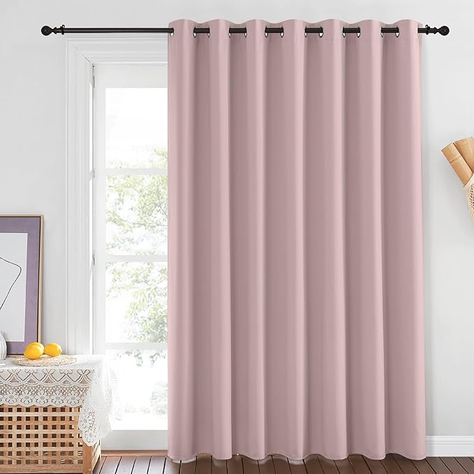 NICETOWN Baby Pink Curtains for Nursery, Sliding Glass Door Grommet Thermal