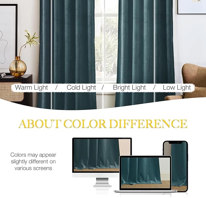 NICETOWN Greyish Blue Velvet Curtains, Luxury and Soft Thermal Insulated Velvet