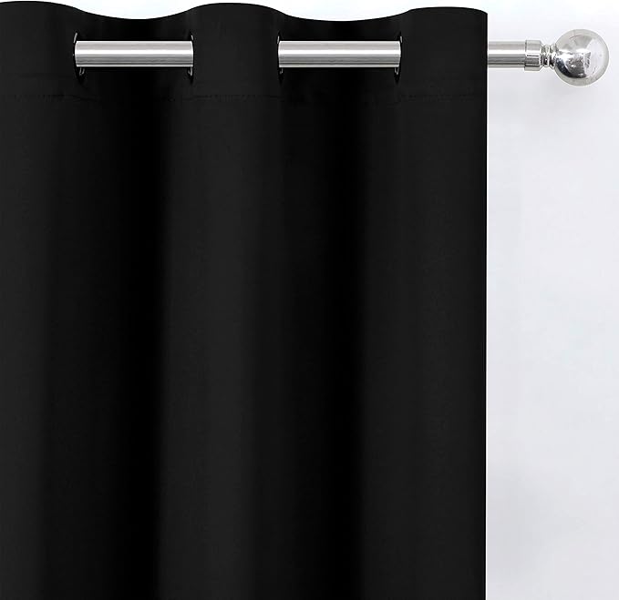 LEMOMO Black Thermal Blackout Curtains/42 x 72 Inch/Set of 2 Panels Room